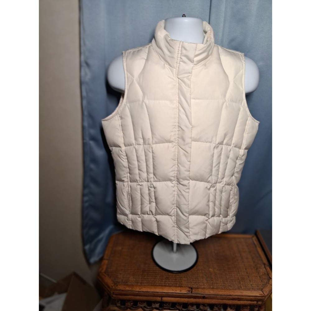 Athletic Works Womens Puffer Vest Cream Tusk Down Blend Quilted AW363608 Large